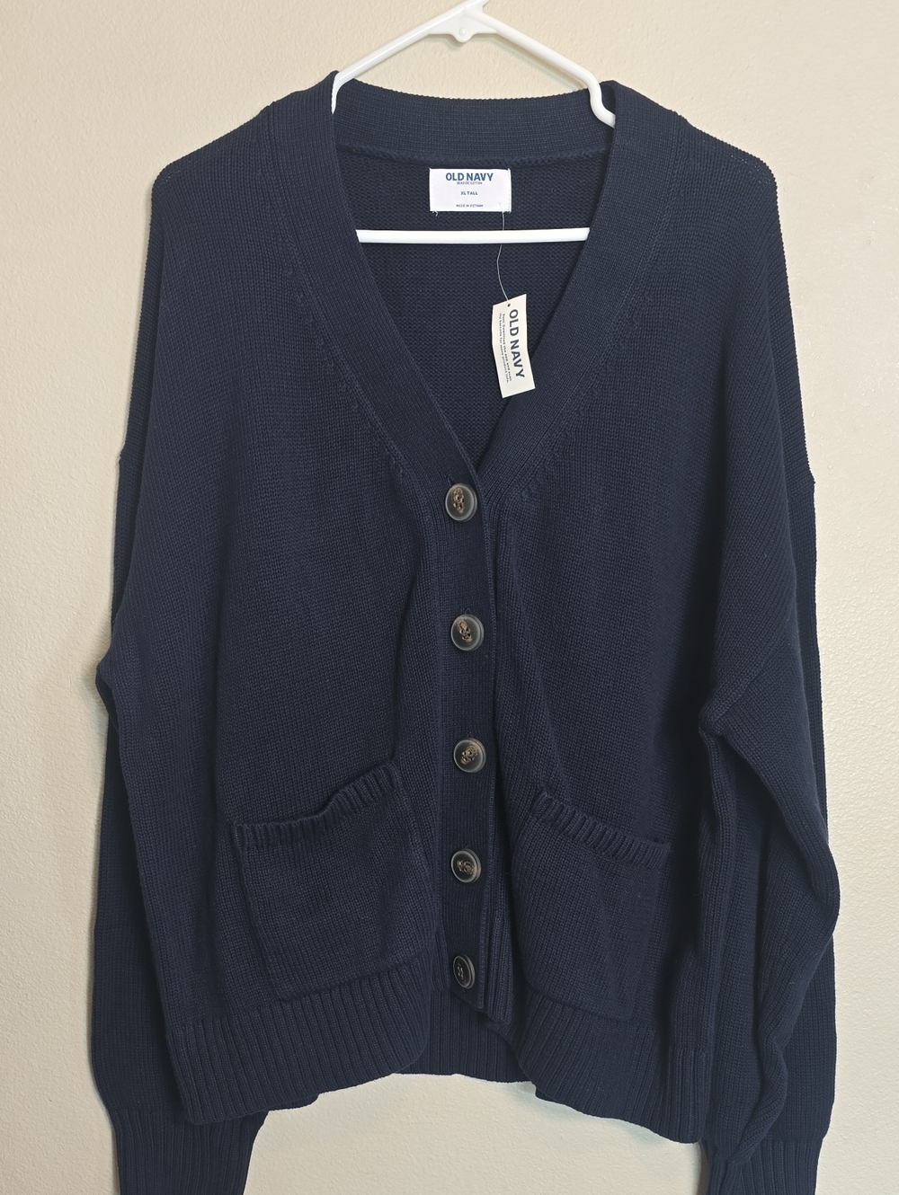 Old Navy Dark Navy Button-Front Women's Cardigan sweater Size Xl Tall.